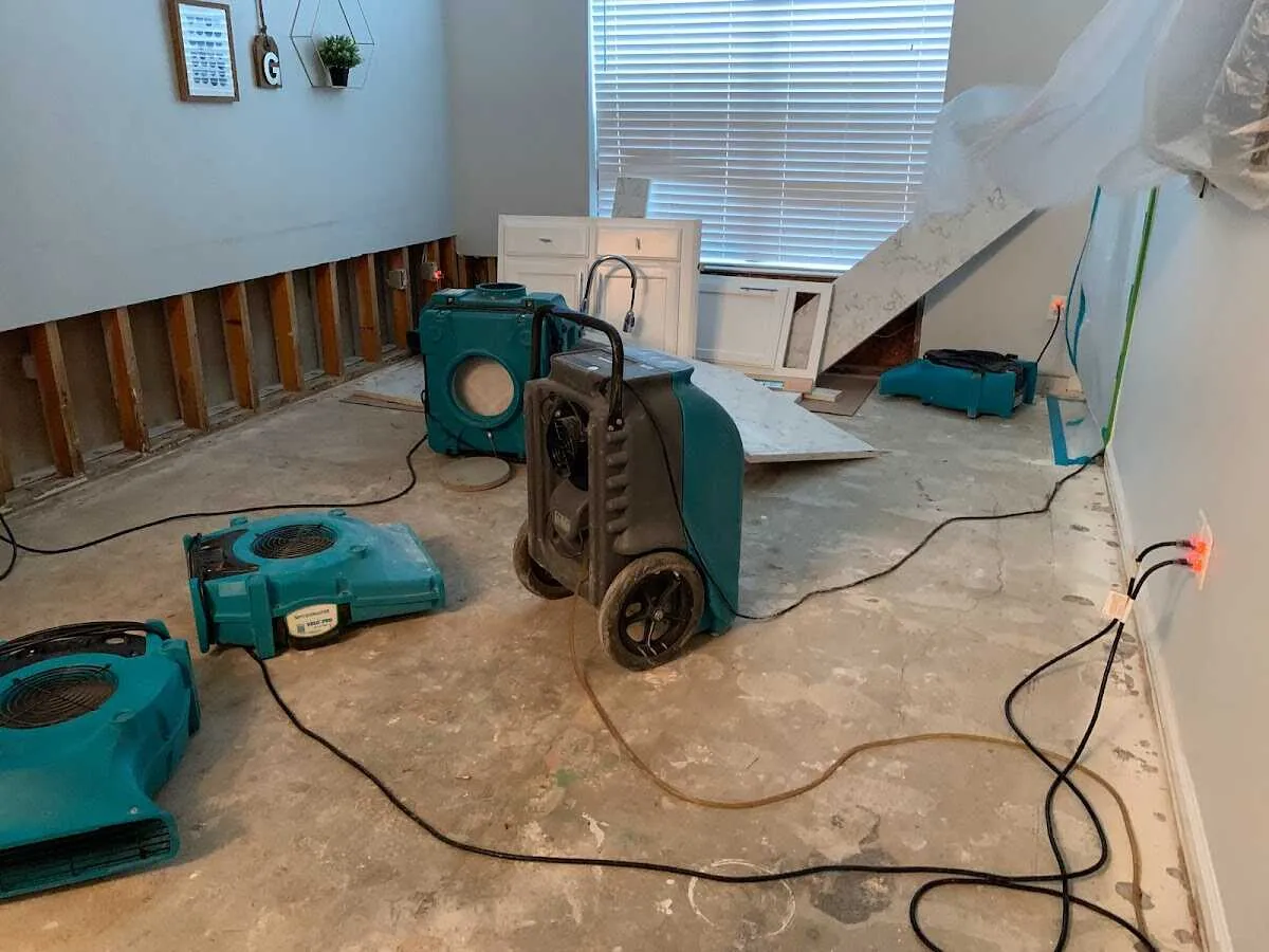 Dehumidifier in flood-cut room for Water Extraction & Removal in Enumclaw